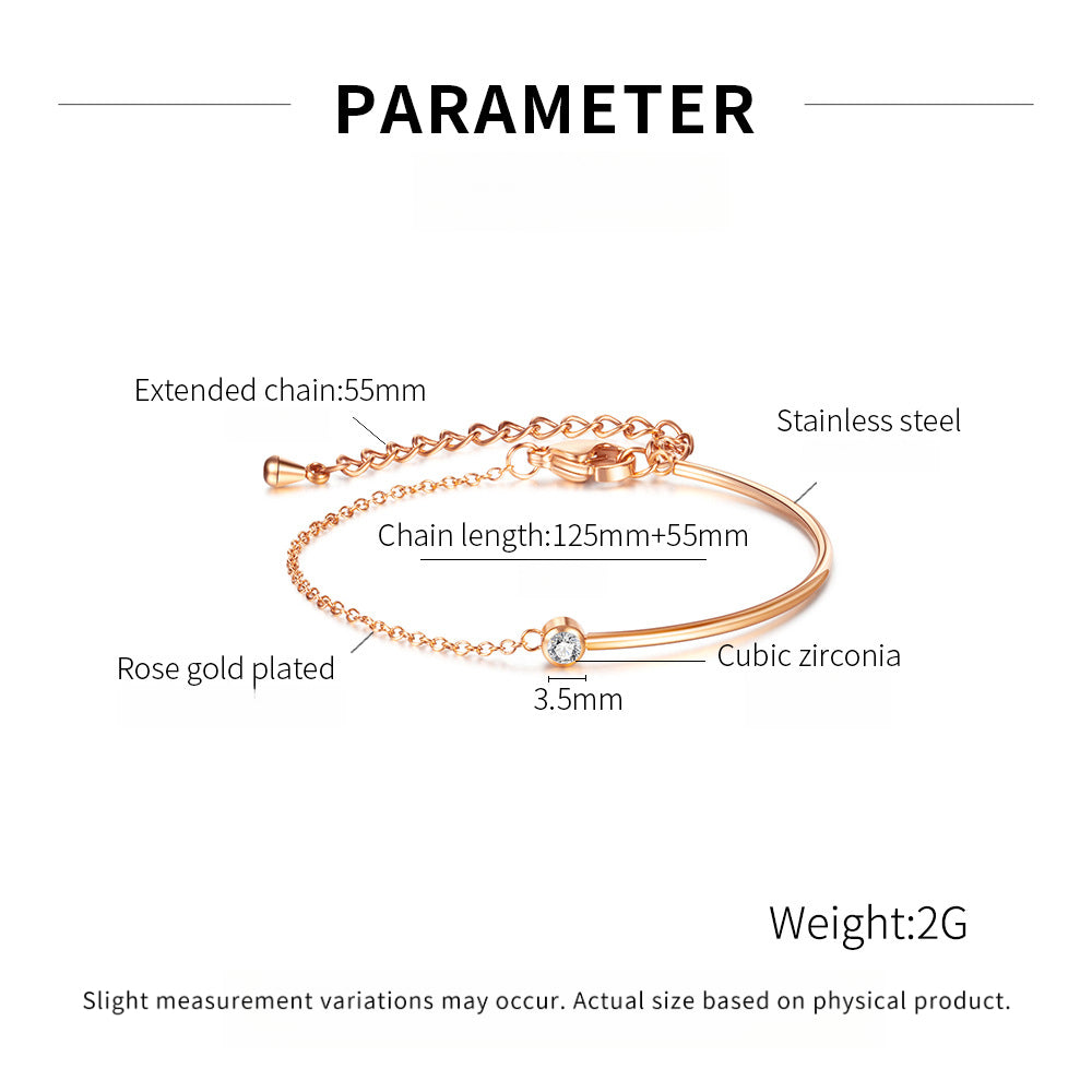 Minimalist Titanium Steel Bracelet for Women – Zirconia Dainty Hand Chain, Luxury Summer Jewelry