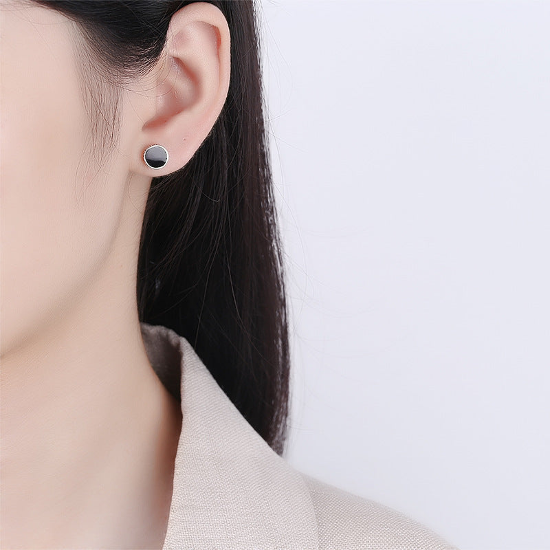 S925 Sterling Silver Stud Earrings Harajuku Style Enamel Resin Creative Pattern Stud Earrings