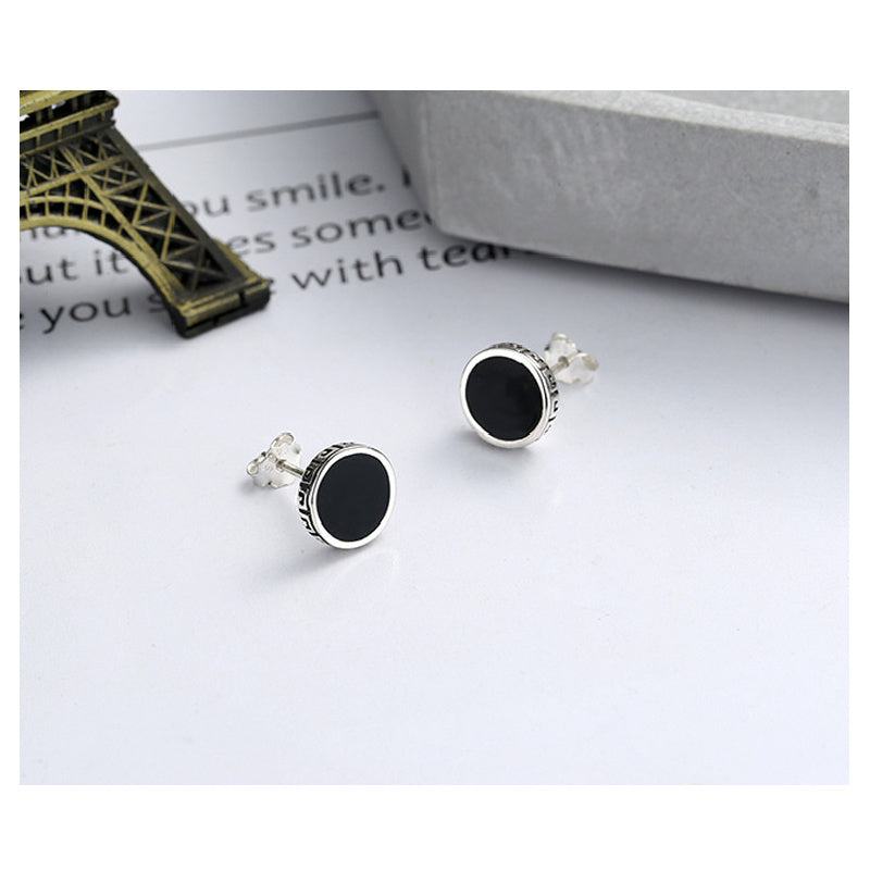 S925 Sterling Silver Stud Earrings Harajuku Style Enamel Resin Creative Pattern Stud Earrings