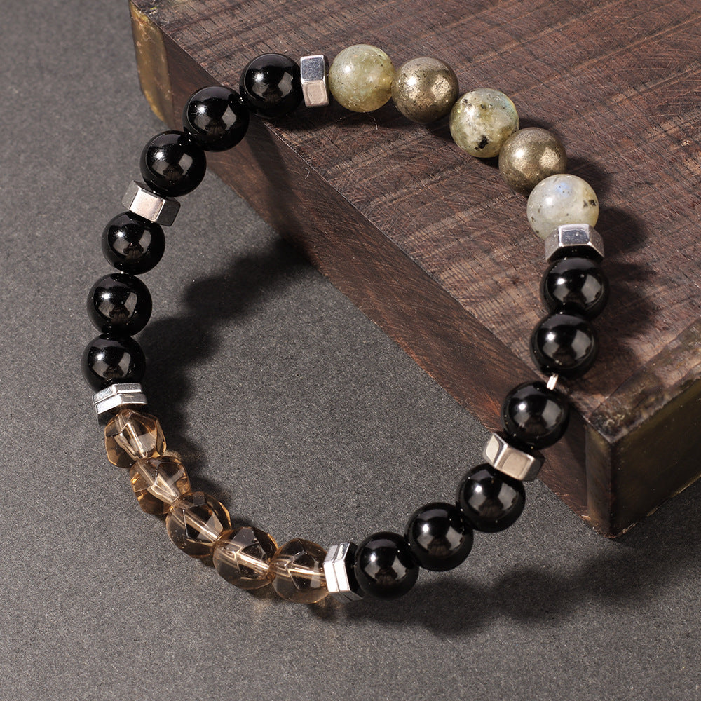 Punk Style Unisex Natural Stone Bracelet Crystal Bracelet Gift for Boyfriend