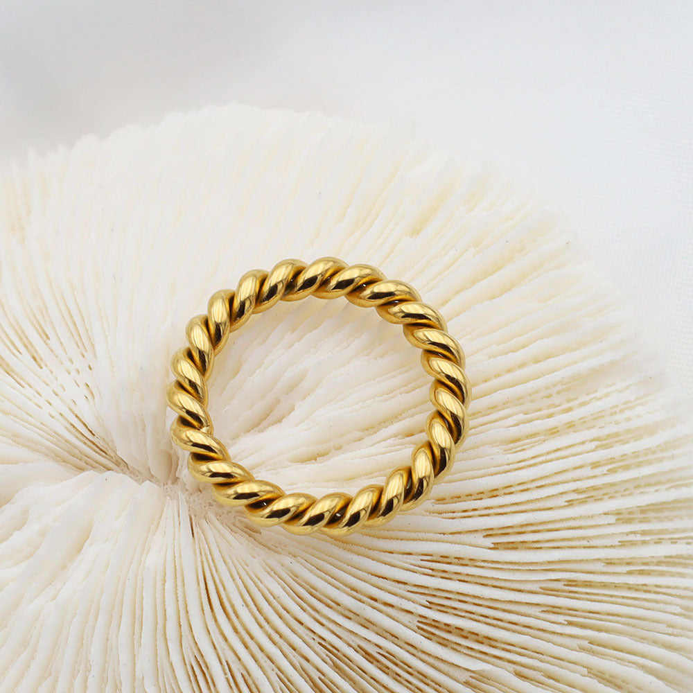18K Gold Plated Twisted Ring Titanium Steel Adjustable Knuckle Ring