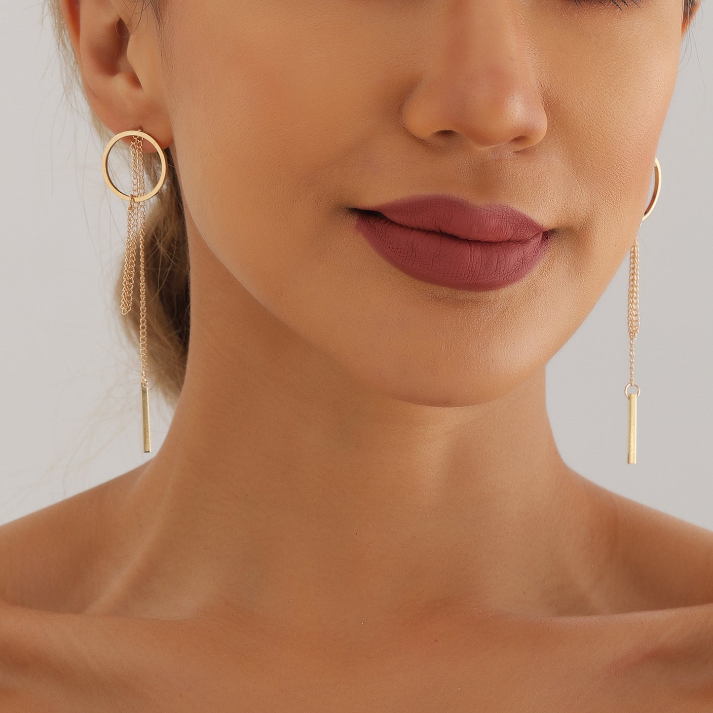Geometric Cutout Hoop Earrings with Long Fringe | Minimalist Luxury Drop Dangles for Women