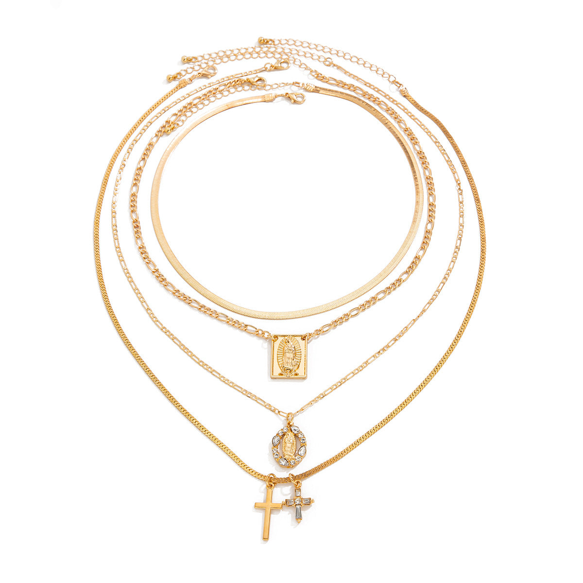 Layered Cross Pendant Necklace - Long Love Knot & Bow Choker for Women | Dainty Layering Chains