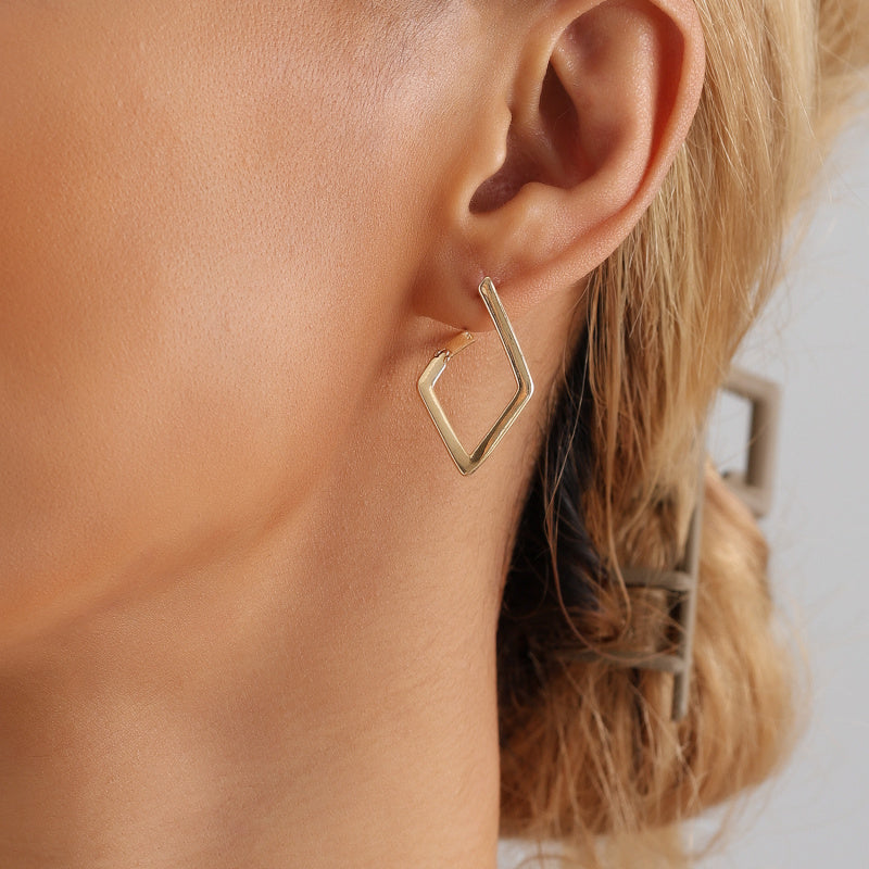 Geometric Earrings for Women Minimalist Square Studs Unique Diamond Dangle Jewelry