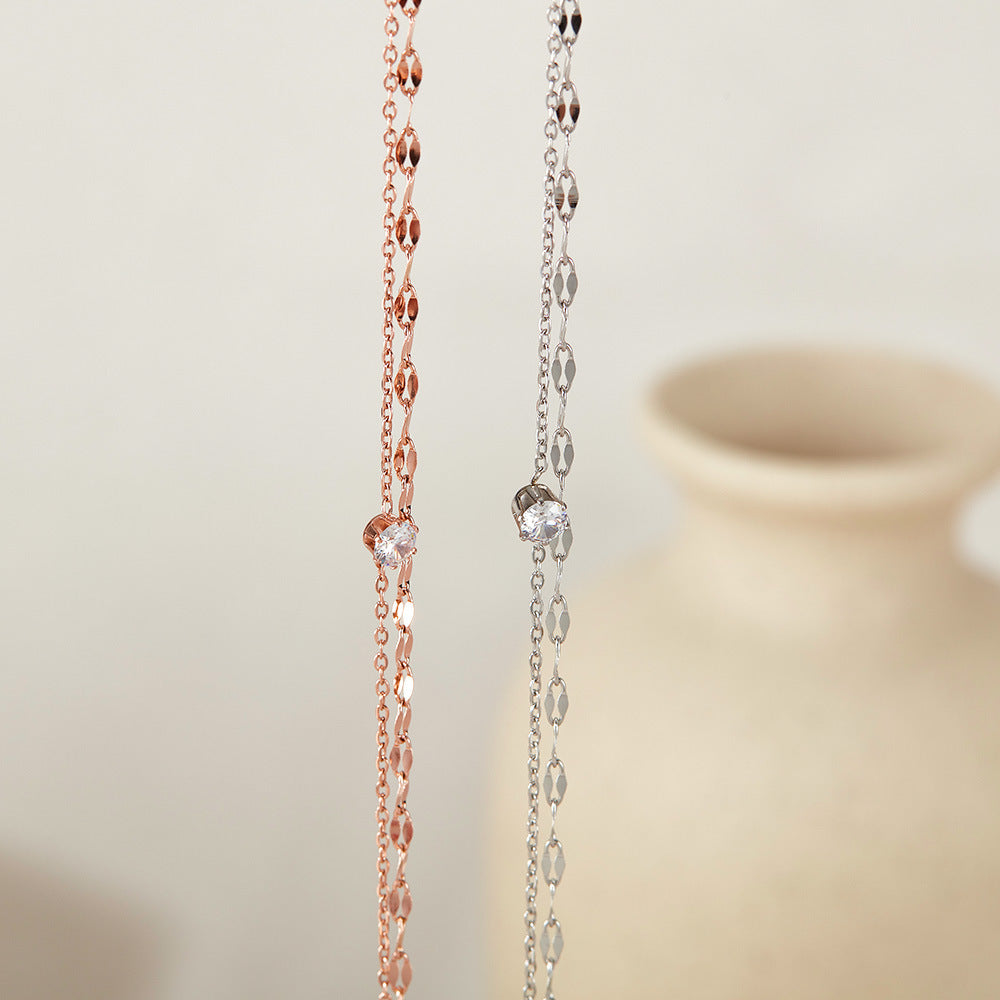 Zircon Titanium Steel Bracelet for Girls - Minimalist Dainty Hand Chain, Trendy Ins Fashion Jewelry