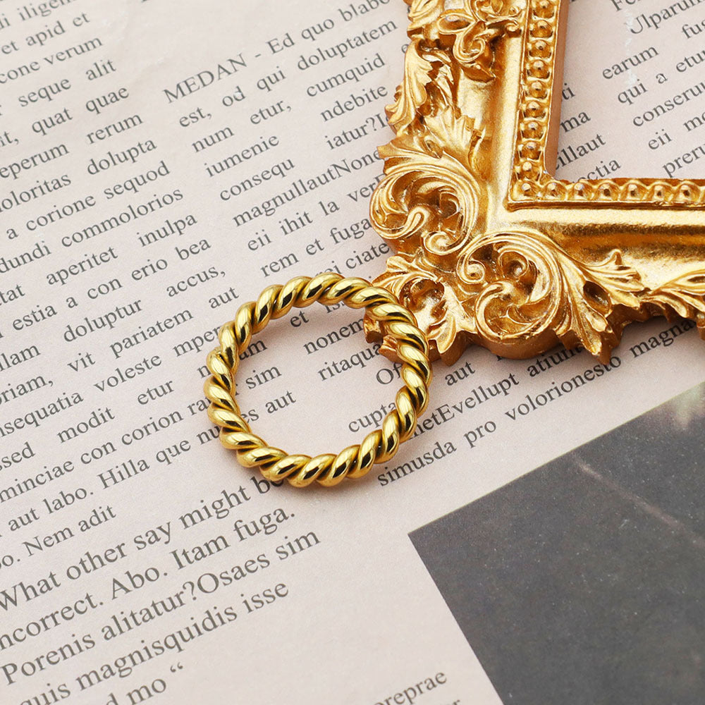 18K Gold Plated Twisted Ring Titanium Steel Adjustable Knuckle Ring