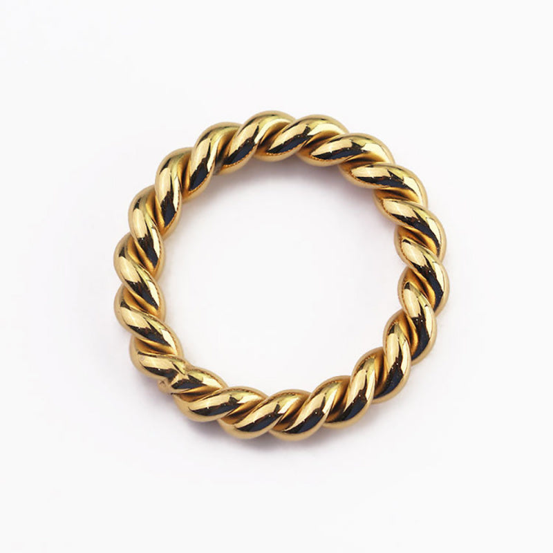 18K Gold Plated Twisted Ring Titanium Steel Adjustable Knuckle Ring