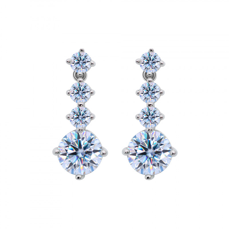 S925 Sterling Silver Earrings Pulsatile Heart Round Moissanite