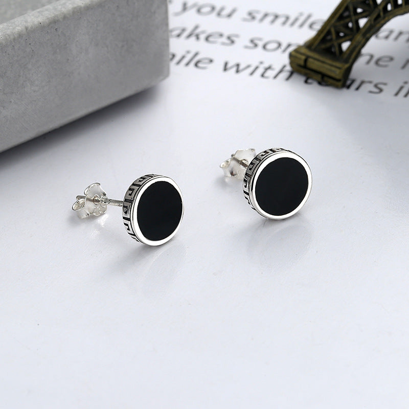 S925 Sterling Silver Stud Earrings Harajuku Style Enamel Resin Creative Pattern Stud Earrings