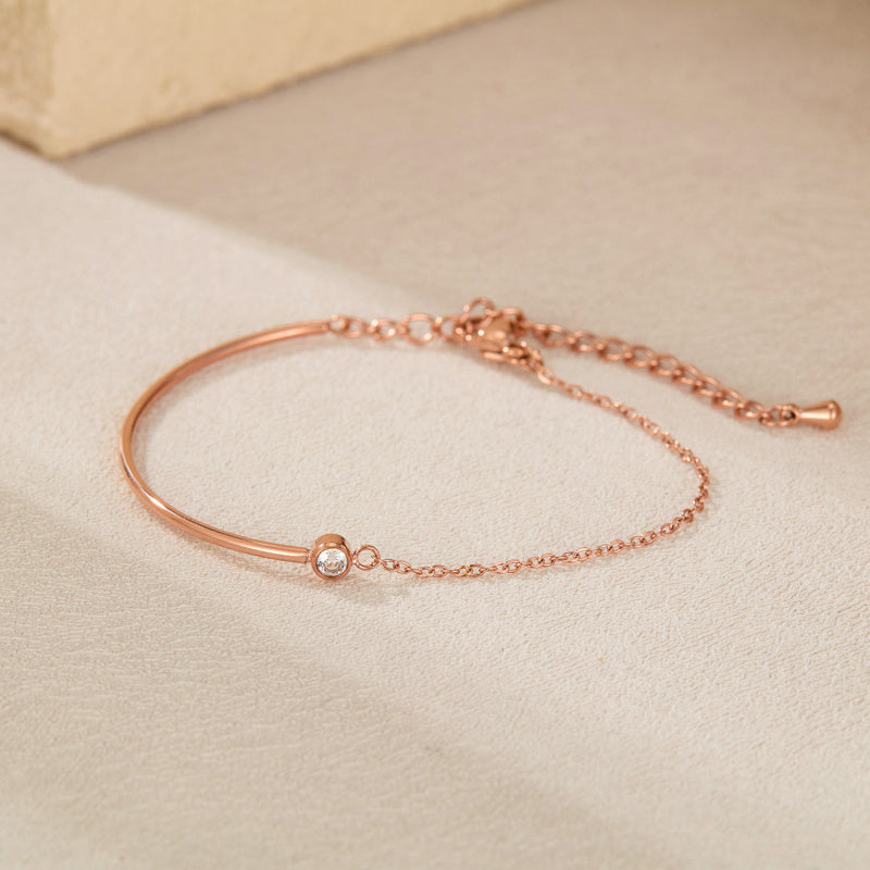 Minimalist Titanium Steel Bracelet for Women – Zirconia Dainty Hand Chain, Luxury Summer Jewelry
