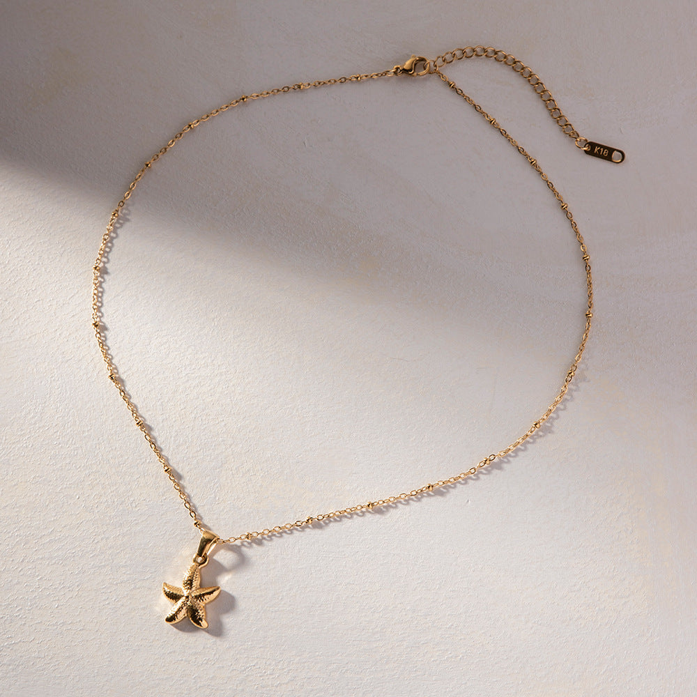 Starfish Necklace - Beachy Sea Life Pendant Jewelry in Stainless Steel