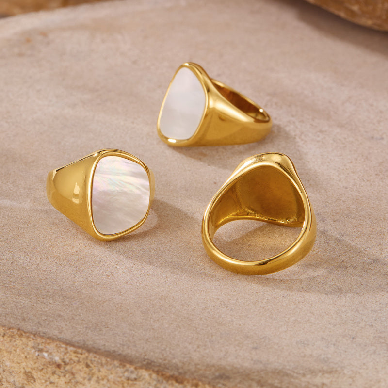 Minimalist Geometric Seashell Ring – Titanium Steel Women's Band, Edgy Stylish Jewelry