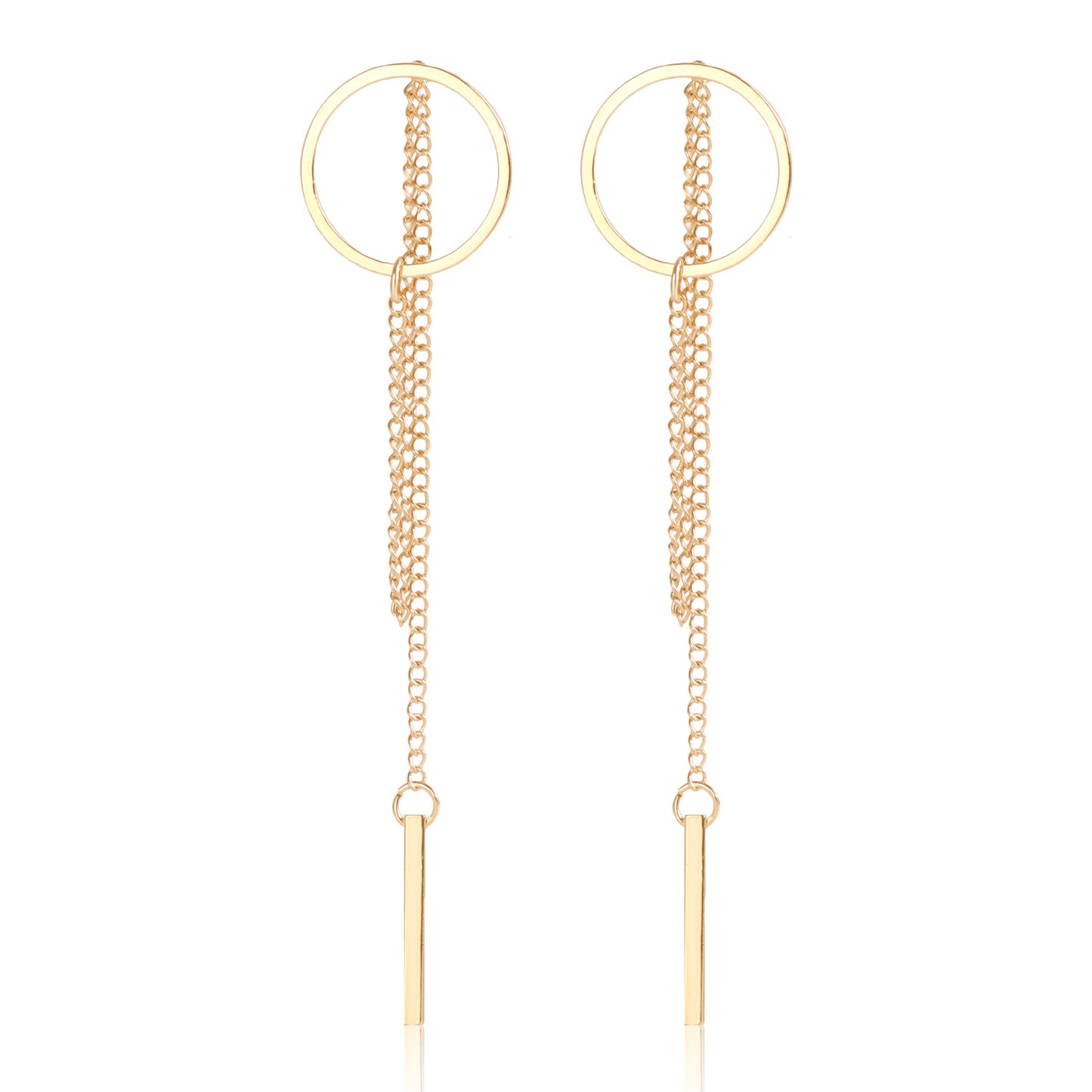 Geometric Cutout Hoop Earrings with Long Fringe | Minimalist Luxury Drop Dangles for Women