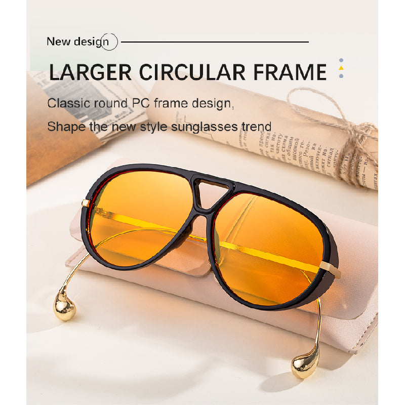 2025 New Sunglasses for Women Double Bridge Personality Frog Glasses, Sun Protection Aviator Sunglasses