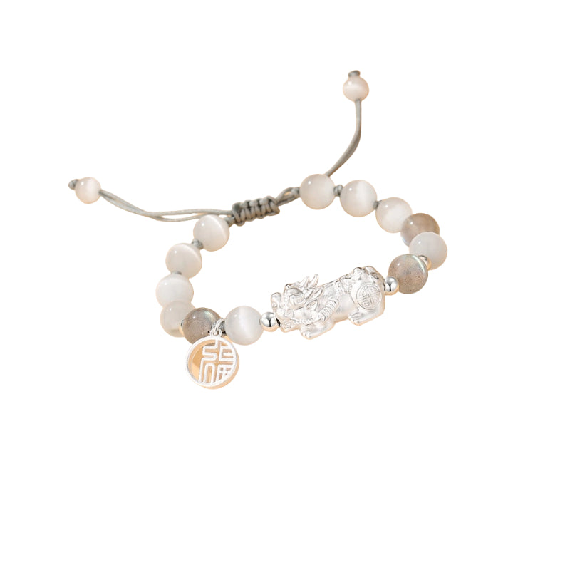 999 Pure Silver Lucky Pi Xiu Couple Bracelet - Chinese Knotwork Rope for Him & Her | Fu Symbol Protection Jewelry | Unique Valentine's Day Gift