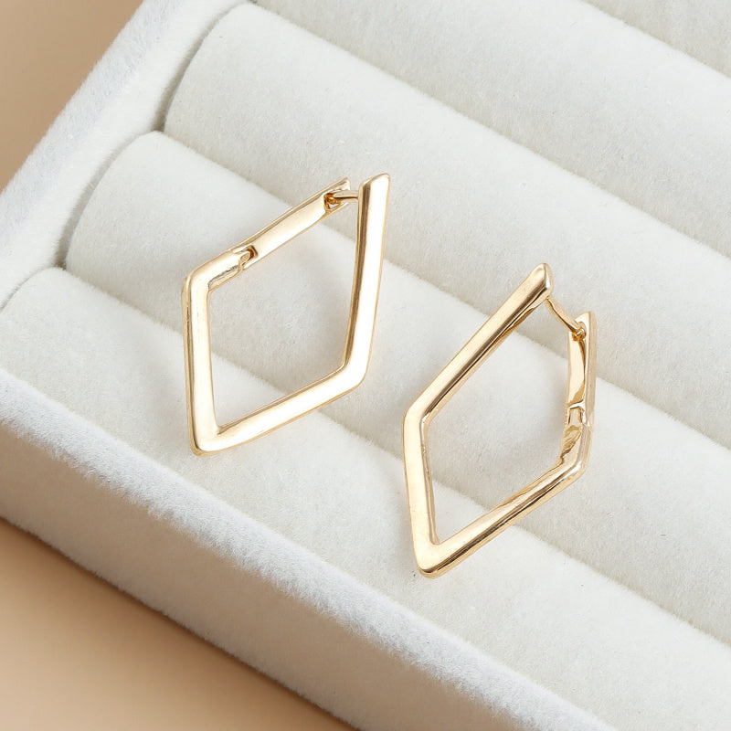 Geometric Earrings for Women Minimalist Square Studs Unique Diamond Dangle Jewelry