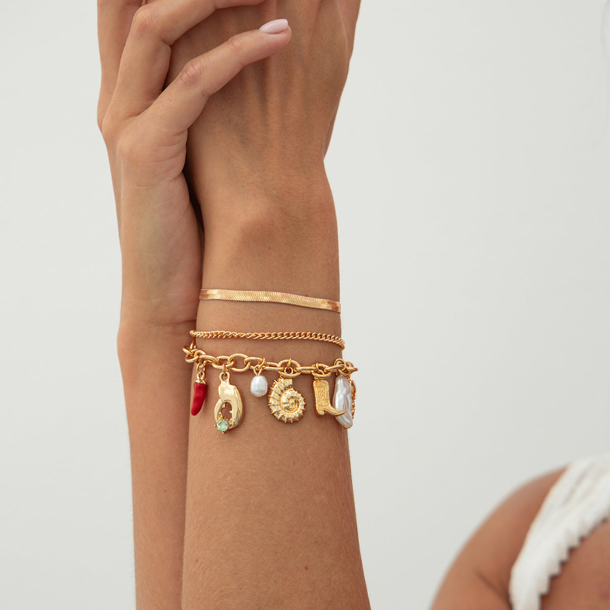 Multi-Pendant Layered Bracelet - Dainty Stackable Chain for Women | Minimalist Luxury Jewelry