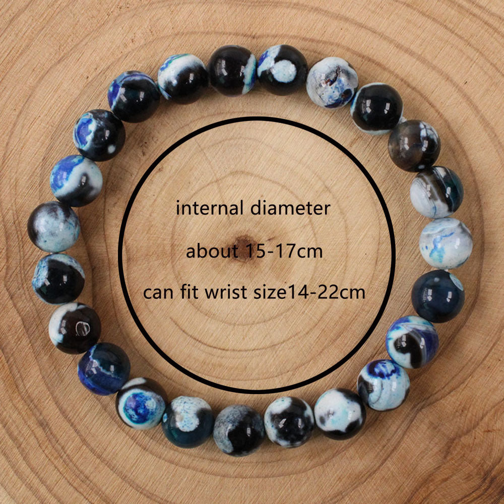 Natural Stone Bracelet Blue Agate Stone Sports Fashion Gift