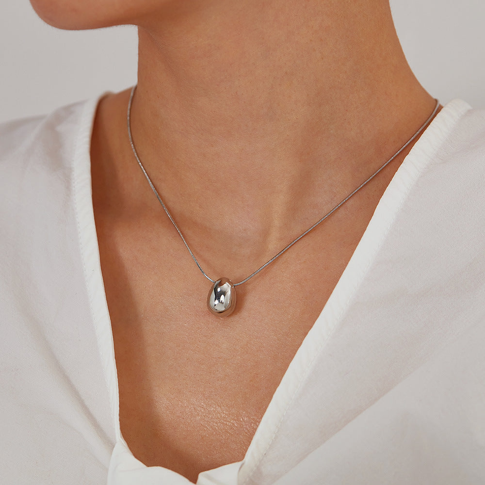 Teardrop Pendant Titanium Steel Necklace for Women - Minimalist Dainty Stainless Steel Jewelry | Trendy Versatile Layering Chain