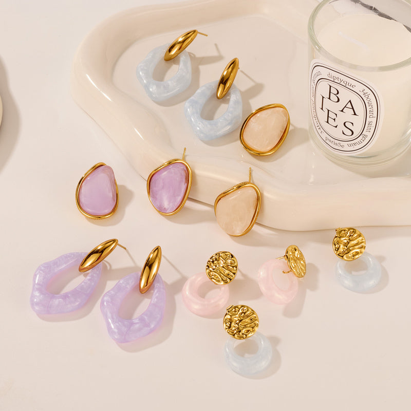 Trendy Titanium Steel Earrings - Summer Vacation Hoops