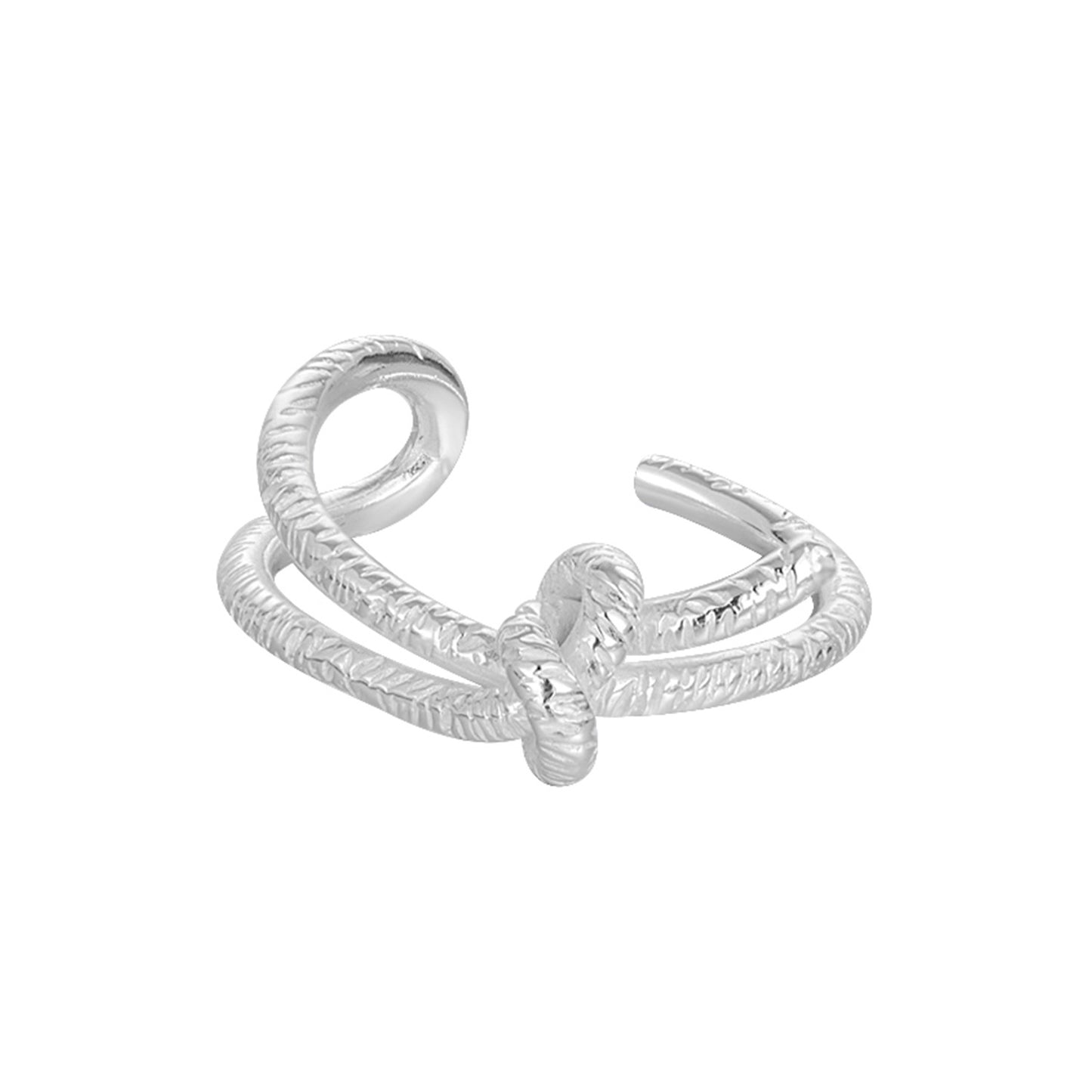 Irregular Creative Line Knotted Ring S925 Sterling Silver Ring Personality Bends and Hitches Lines Open Ring