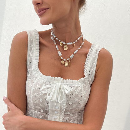 French-Inspired Pearl Beaded Necklace Dainty Layering Chain Y2K Jewelry for Women