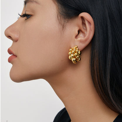 18K Gold Plated Ball Drop Earrings - Y2K Chunky Hoop Earrings for Women | Luxury Minimalist Ear Jewelry