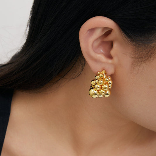 18K Gold Plated Ball Drop Earrings - Y2K Chunky Hoop Earrings for Women | Luxury Minimalist Ear Jewelry