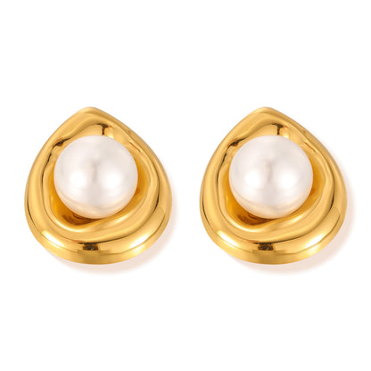 Minimalist Luxury Titanium Steel Studs with Pearl Dainty Boho Chic Jewelry