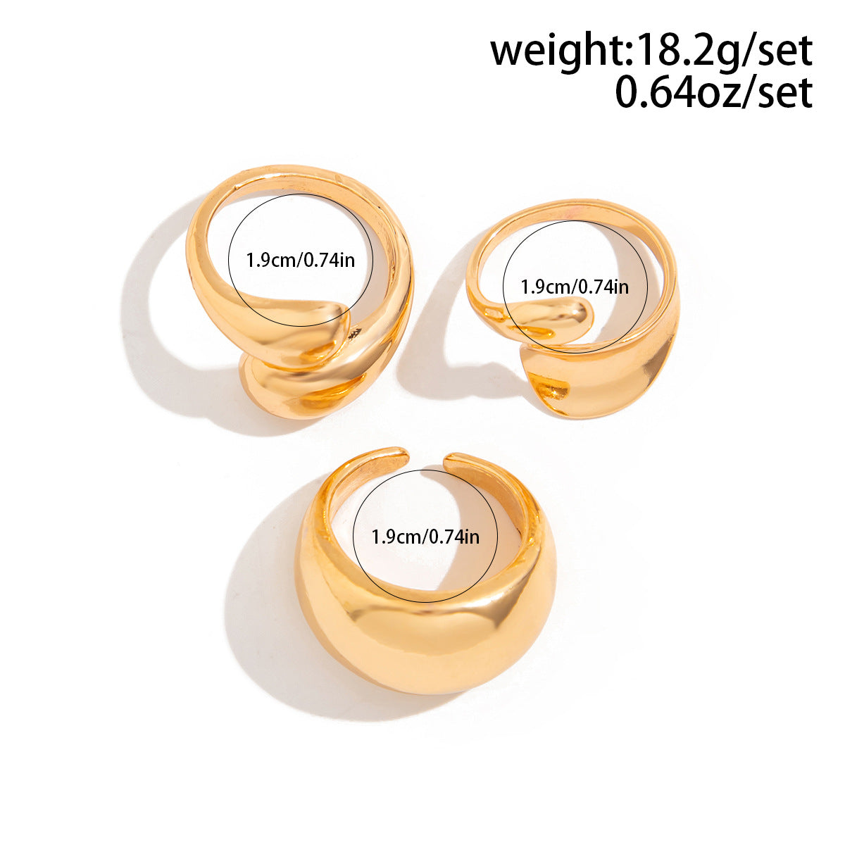 Polished Irregular Geometric Joint Rings Hip-Hop Style Women's Fashion Ring Set
