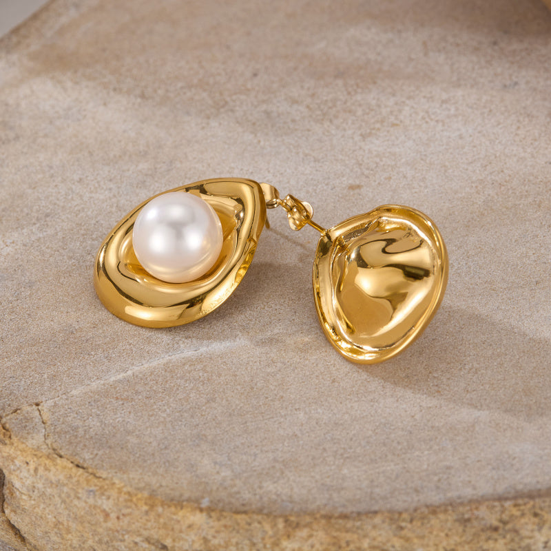 Minimalist Luxury Titanium Steel Studs with Pearl Dainty Boho Chic Jewelry