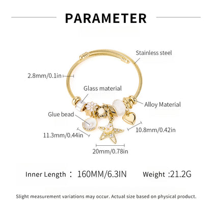 Adjustable Star & Heart Bracelet for Women - Trendy Stainless Steel Alloy Cuff | Versatile Dainty Hand Jewelry