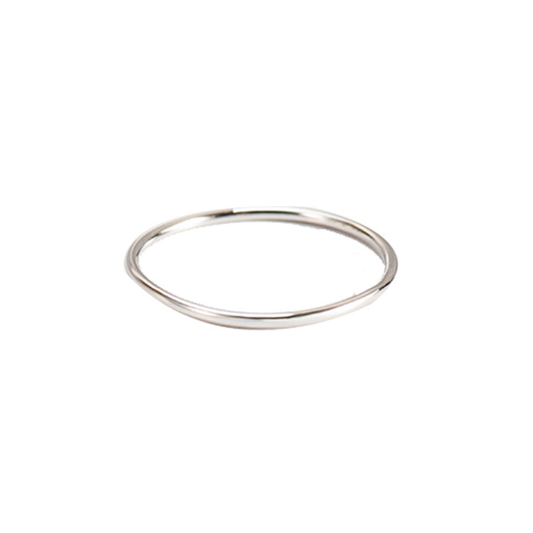 Fashion S925 Sterling Plain Band Silver Ring Smooth Line Simple Thin Ring for Women Index Finger Ring Tail Ring Silver Jewelry
