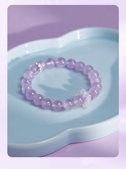 Amethyst & White Chalcedony Bracelet for Women | 925 Silver Dainty Jewelry | Unique Minimalist Gift for Valentine's Day