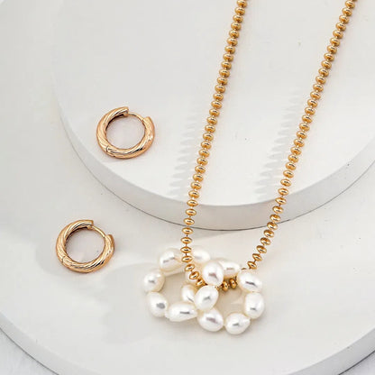 S925 Sterling Silver Round Beaded Pearl Earrings