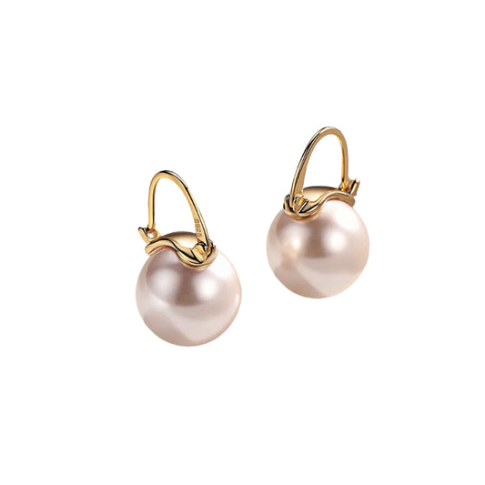 Fashion S925 Sterling Silver Earrings with Beaded Pearl Retro Design