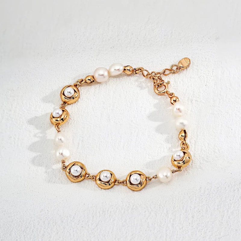 S925 Silver Fashion Natural Beaded Pearl Bracelet