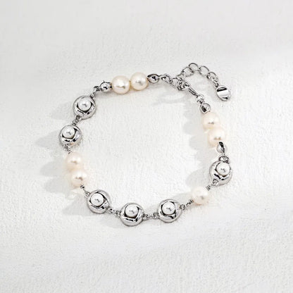 S925 Silver Fashion Natural Beaded Pearl Bracelet