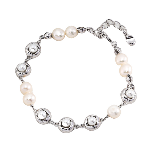 S925 Silver Fashion Natural Beaded Pearl Bracelet