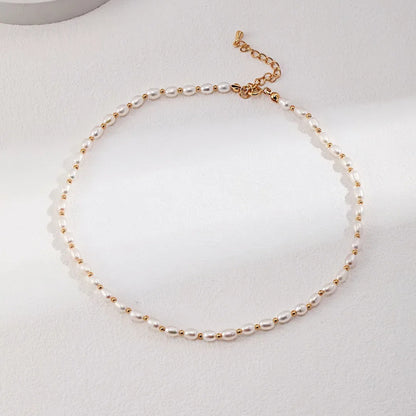 S925 Sterling Silver Irregular Natural Beaded Pearl Necklace Choker Necklace