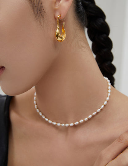S925 Sterling Silver Irregular Natural Beaded Pearl Necklace Choker Necklace