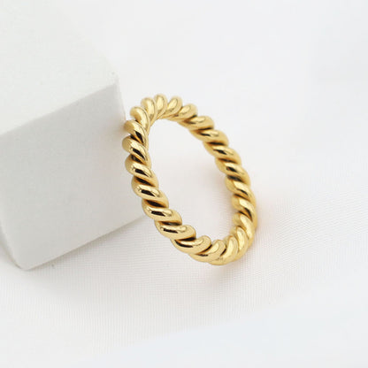 18K Gold Plated Twisted Ring Titanium Steel Adjustable Knuckle Ring