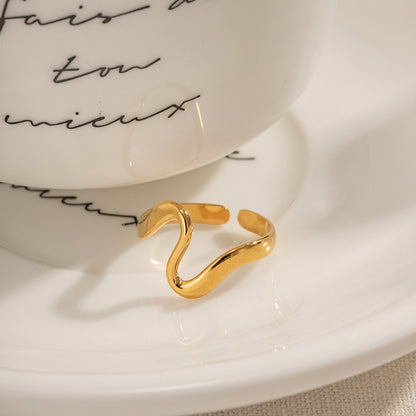 Minimalist Serpent Ring - Adjustable Titanium Steel Coil Band, Unique Geometric Shape