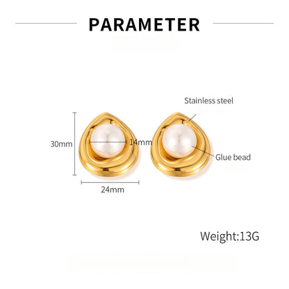 Minimalist Luxury Titanium Steel Studs with Pearl Dainty Boho Chic Jewelry