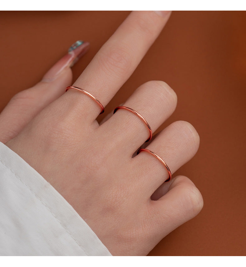 Fashion S925 Sterling Plain Band Silver Ring Smooth Line Simple Thin Ring for Women Index Finger Ring Tail Ring Silver Jewelry
