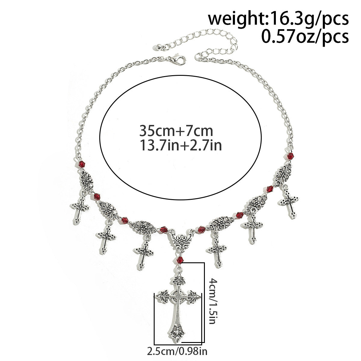 Hip-Hop Cross Pendant Sweater Chain Necklace Gothic Style Clavicle Chain