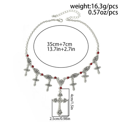 Hip-Hop Cross Pendant Sweater Chain Necklace Gothic Style Clavicle Chain