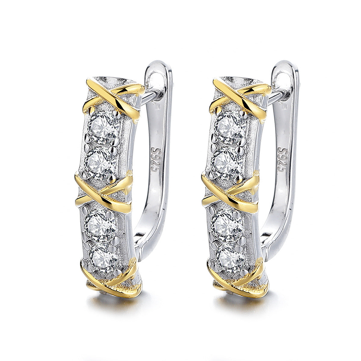 Fashion S925 Sterling Silver Ear Cuffs Moissanite New Hoop Versatile Earrings