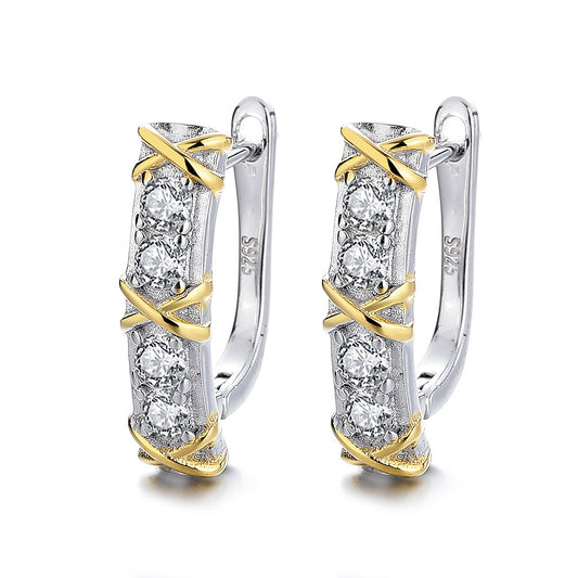 Fashion S925 Sterling Silver Ear Cuffs Moissanite New Hoop Versatile Earrings