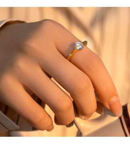 S925 Sterling Silver Matte Cosmic Star Rotatable Ring Planet Sparkling Niche Design Sivler Ring